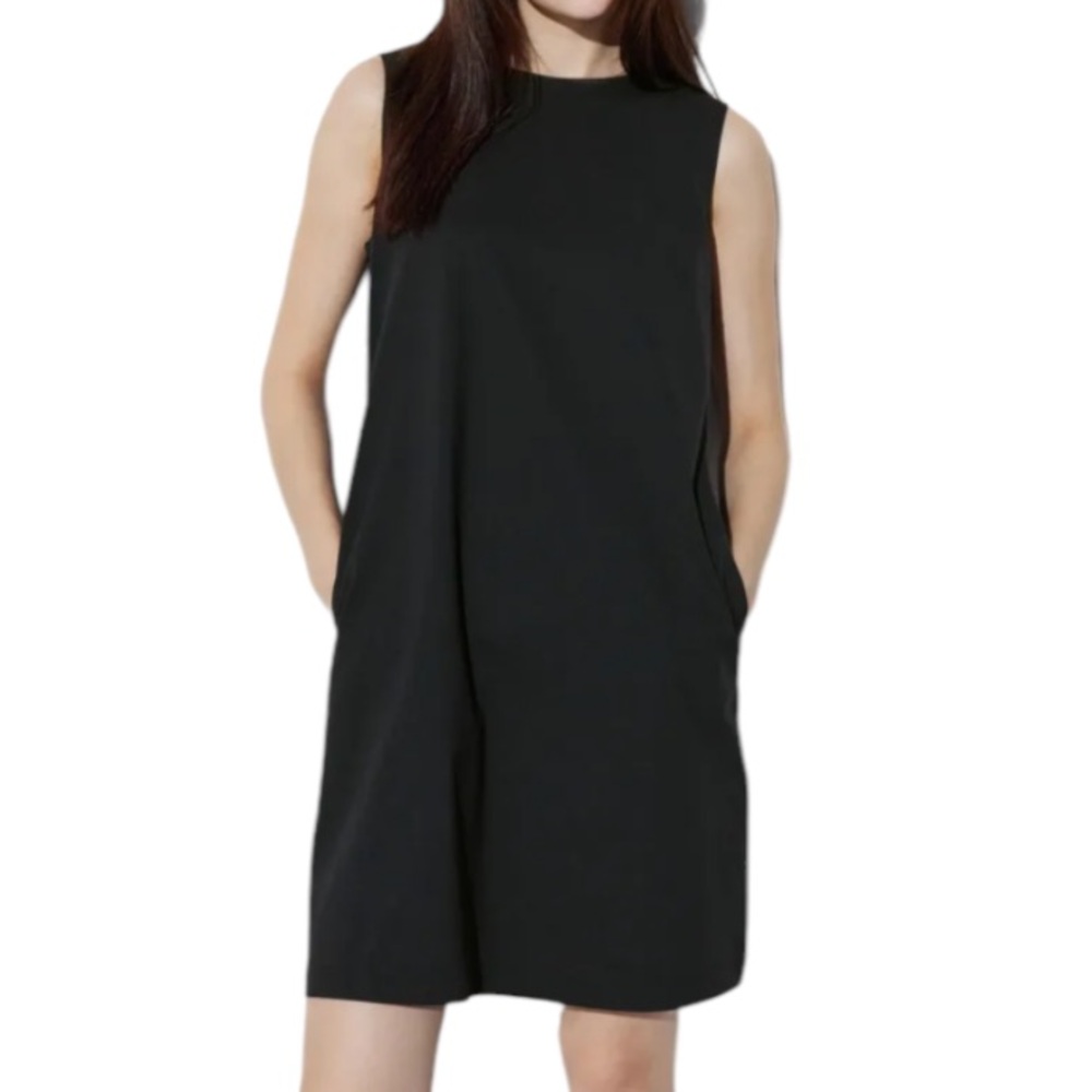 Serra Black Sleeveless Jumper dress pockets midweight Sweatshirt Fabric size XL